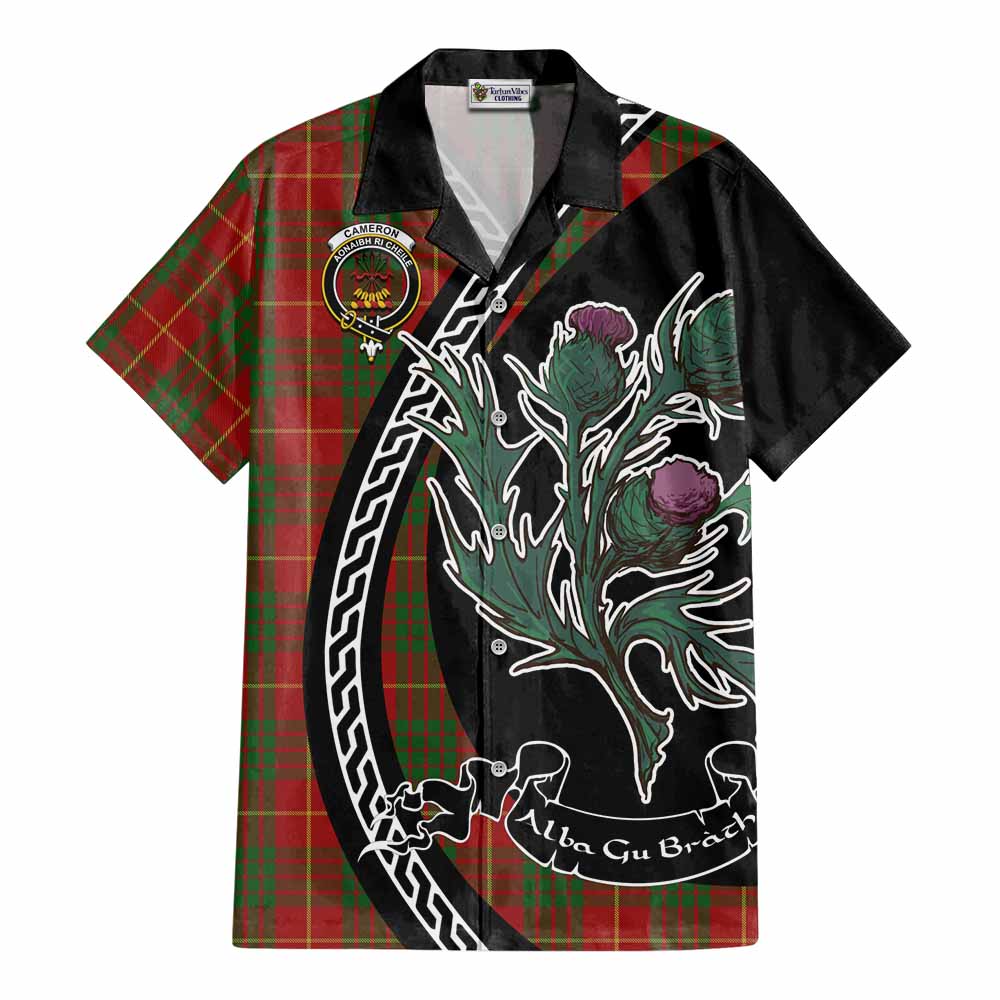 Cameron Family Crest Tartan Cotton Hawaiian Shirt Alba Thistle Inspired - Tartan Vibes Clothing