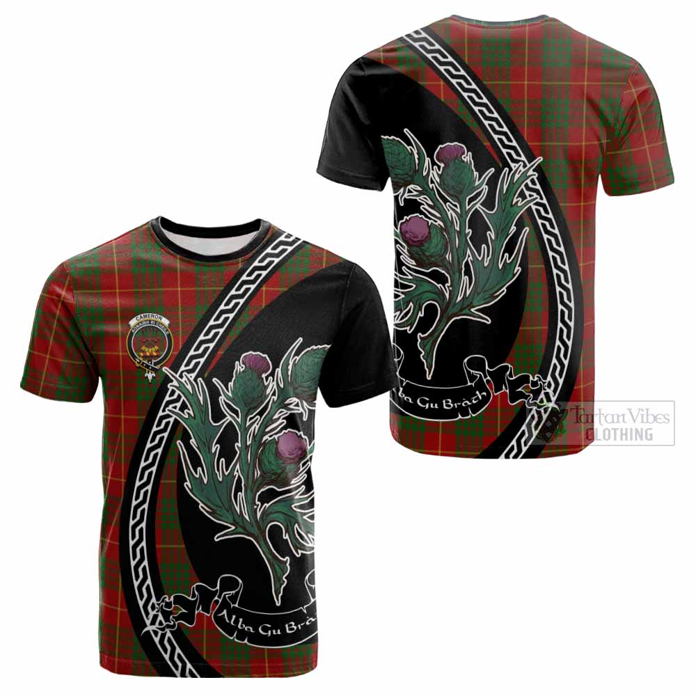 Cameron Family Crest Tartan Cotton T-shirt Alba Thistle Inspired - Tartan Vibes Clothing