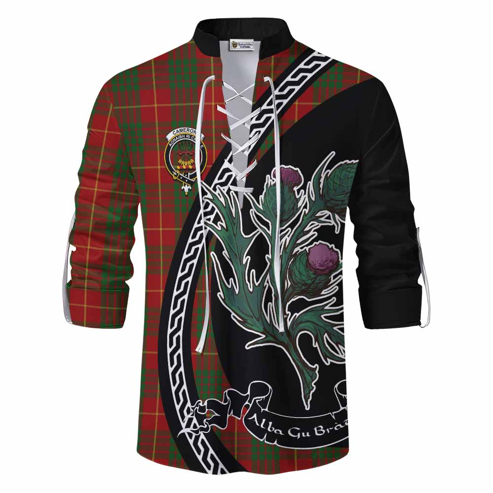 Cameron Family Crest Tartan Ghillie Shirt Alba Thistle Inspired - Tartan Vibes Clothing