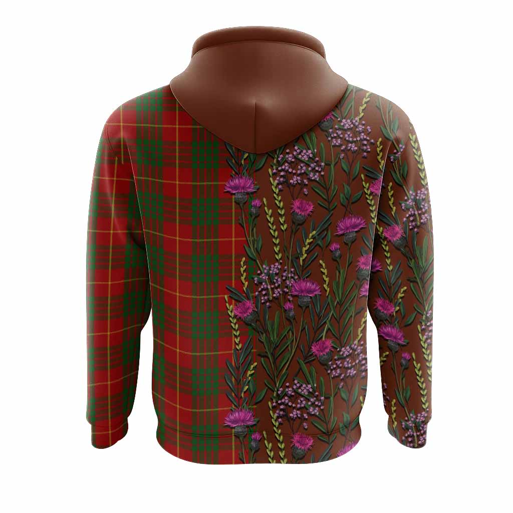 Cameron Family Crest Tartan Hoodie Scottish Thistle Flower Pattern Half Style - Tartan Vibes Clothing