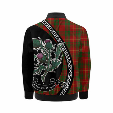Cameron Family Crest Tartan Kid Bomber Jacket Alba Thistle Inspired - Tartan Vibes Clothing