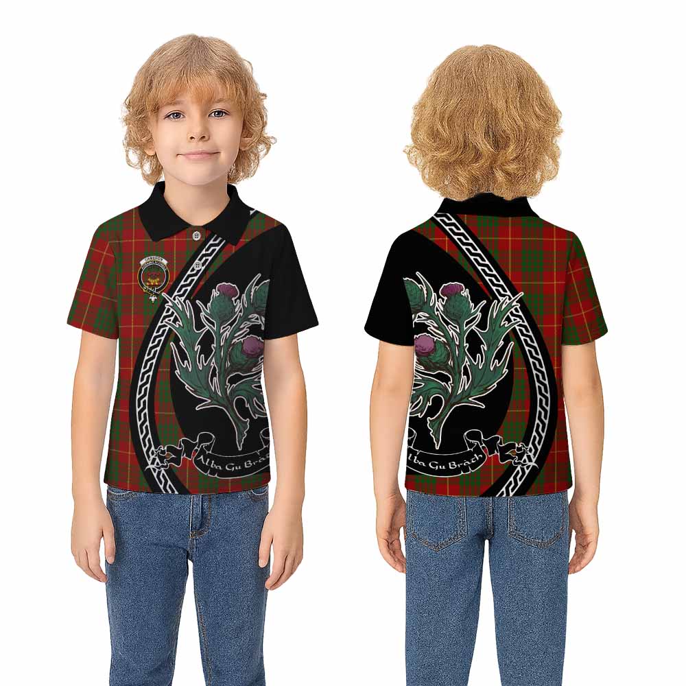Cameron Family Crest Tartan Kid Polo Shirt Alba Thistle Inspired - Tartan Vibes Clothing