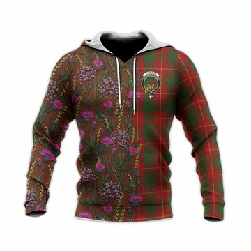 Cameron Family Crest Tartan Knitted Hoodie Scottish Thistle Flower Pattern Half Style