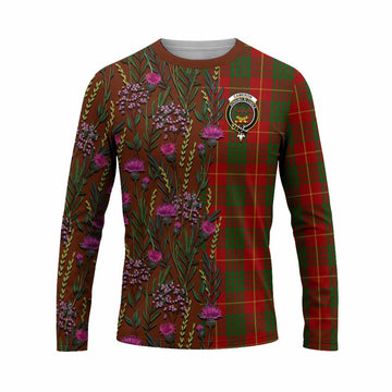 Cameron Family Crest Tartan Long Sleeve T-Shirt Scottish Thistle Flower Pattern Half Style - Tartan Vibes Clothing