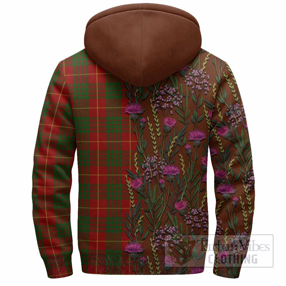 Cameron Family Crest Tartan Sherpa Hoodie Scottish Thistle Flower Pattern Half Style - Tartan Vibes Clothing