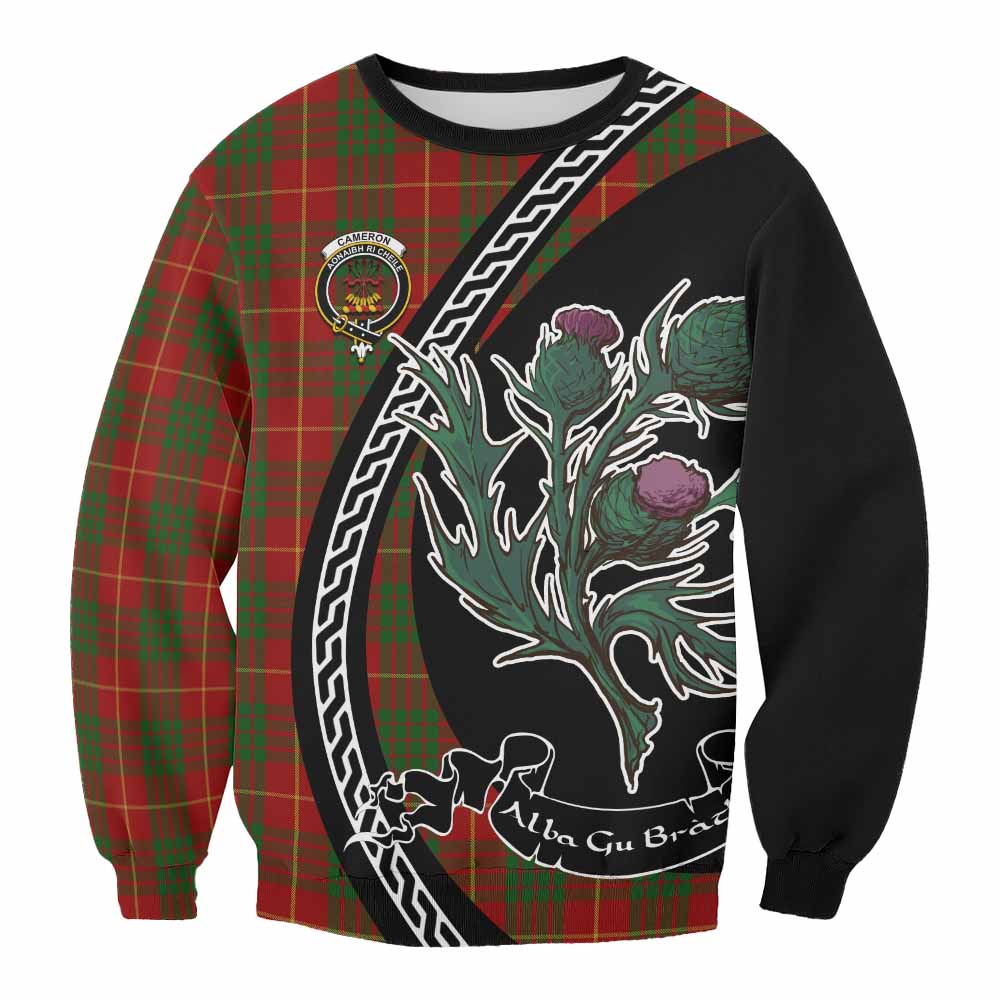 Cameron Family Crest Tartan Sweatshirt Alba Thistle Inspired - Tartan Vibes Clothing