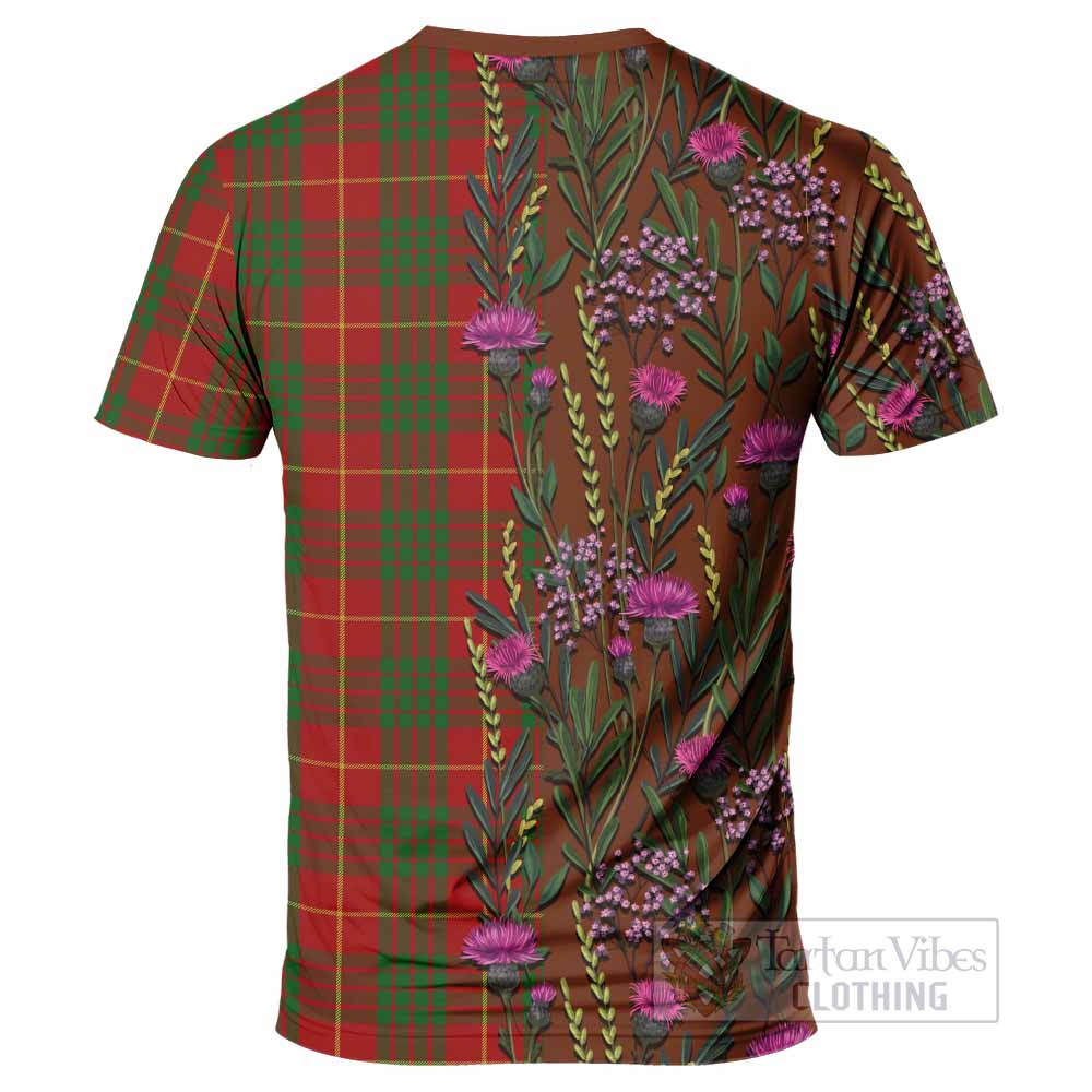Cameron Family Crest Tartan T-Shirt Scottish Thistle Flower Pattern Half Style - Tartan Vibes Clothing