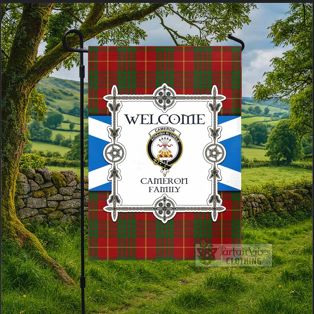 Cameron Family Crest Tartan Welcome Garden Flag Saltire Harmony Style - Tartan Vibes Clothing