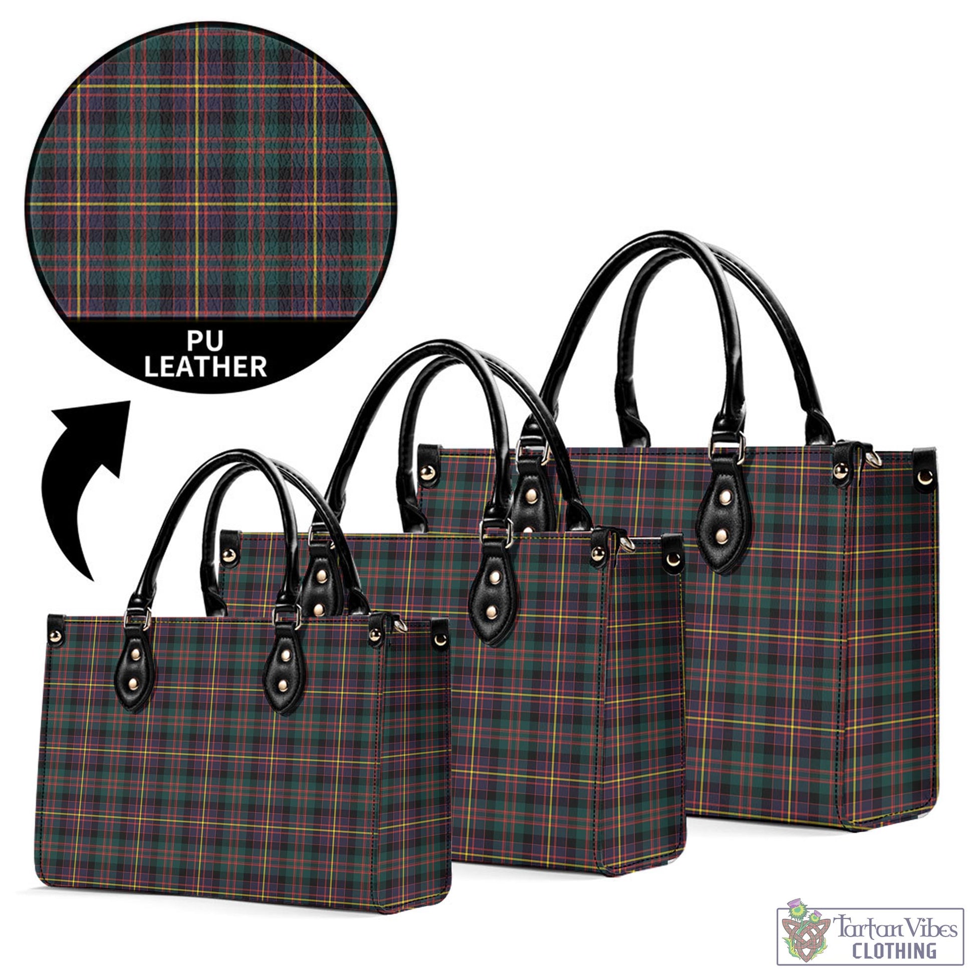 Tartan Vibes Clothing Cameron Highlanders of Ottawa Tartan Luxury Leather Handbags