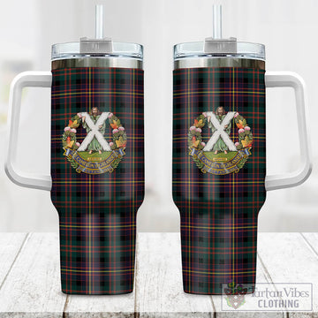 Cameron Highlanders of Ottawa Tartan and Family Crest Tumbler with Handle