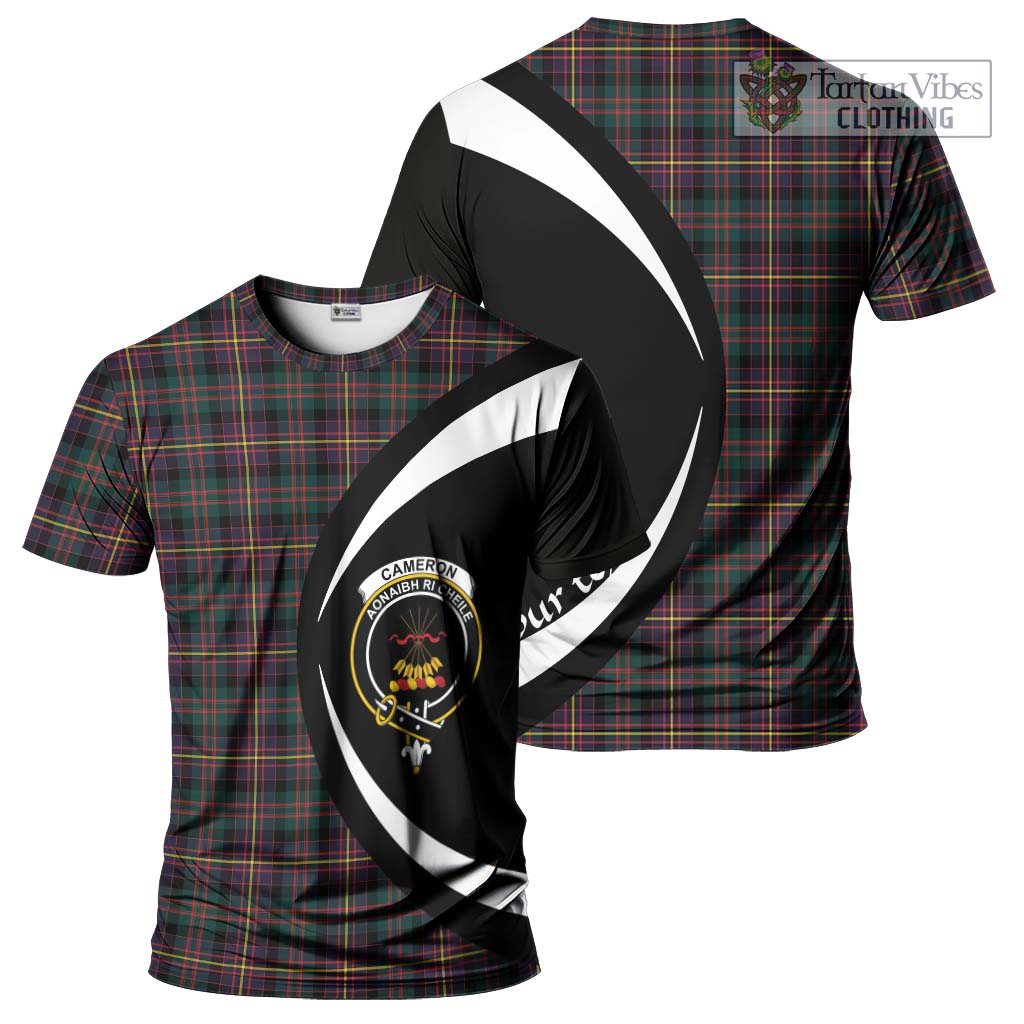 Tartan Vibes Clothing Cameron Highlanders of Ottawa Tartan T-Shirt with Family Crest Circle Style