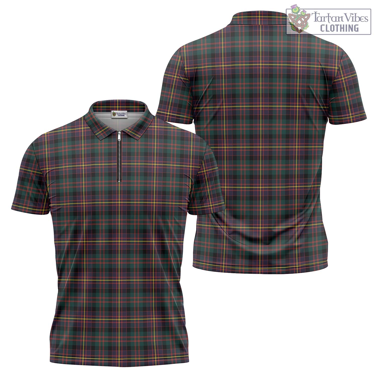Tartan Vibes Clothing Cameron Highlanders of Ottawa Tartan Zipper Polo Shirt
