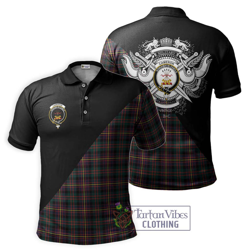 Cameron Highlanders of Ottawa Tartan Polo Shirt with Family Crest and Military Logo Style Kid - Tartanvibesclothing Shop