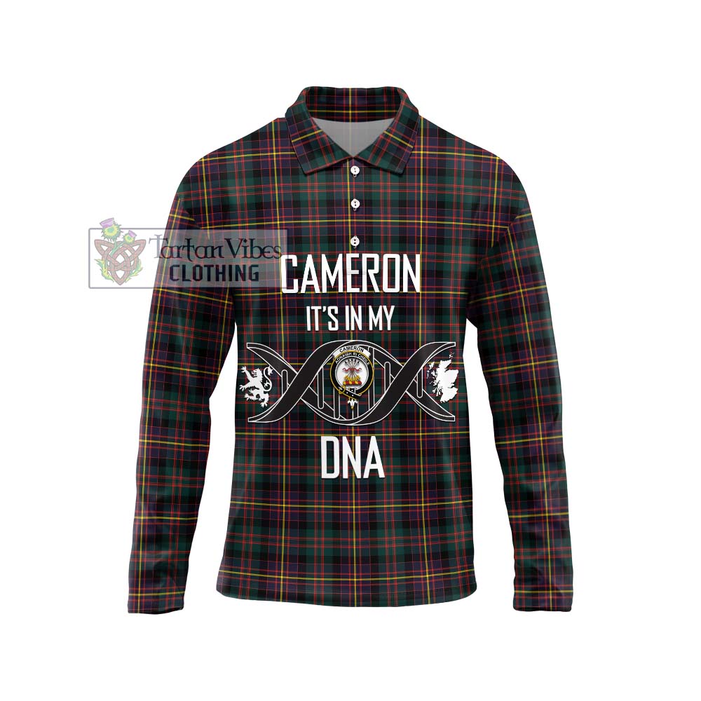 Cameron Highlanders of Ottawa Tartan Long Sleeve Polo Shirt with Family Crest DNA In Me Style Unisex - Tartanvibesclothing Shop