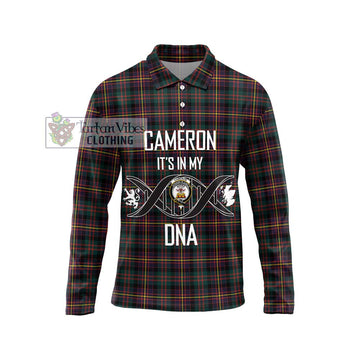 Cameron Highlanders of Ottawa Tartan Long Sleeve Polo Shirt with Family Crest DNA In Me Style Unisex - Tartanvibesclothing Shop
