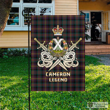 Cameron Highlanders of Ottawa Tartan Garden Flag with Clan Crest and the Golden Sword of Courageous Legacy