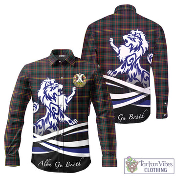 Cameron Highlanders of Ottawa Tartan Long Sleeve Button Up Shirt with Alba Gu Brath Regal Lion Emblem