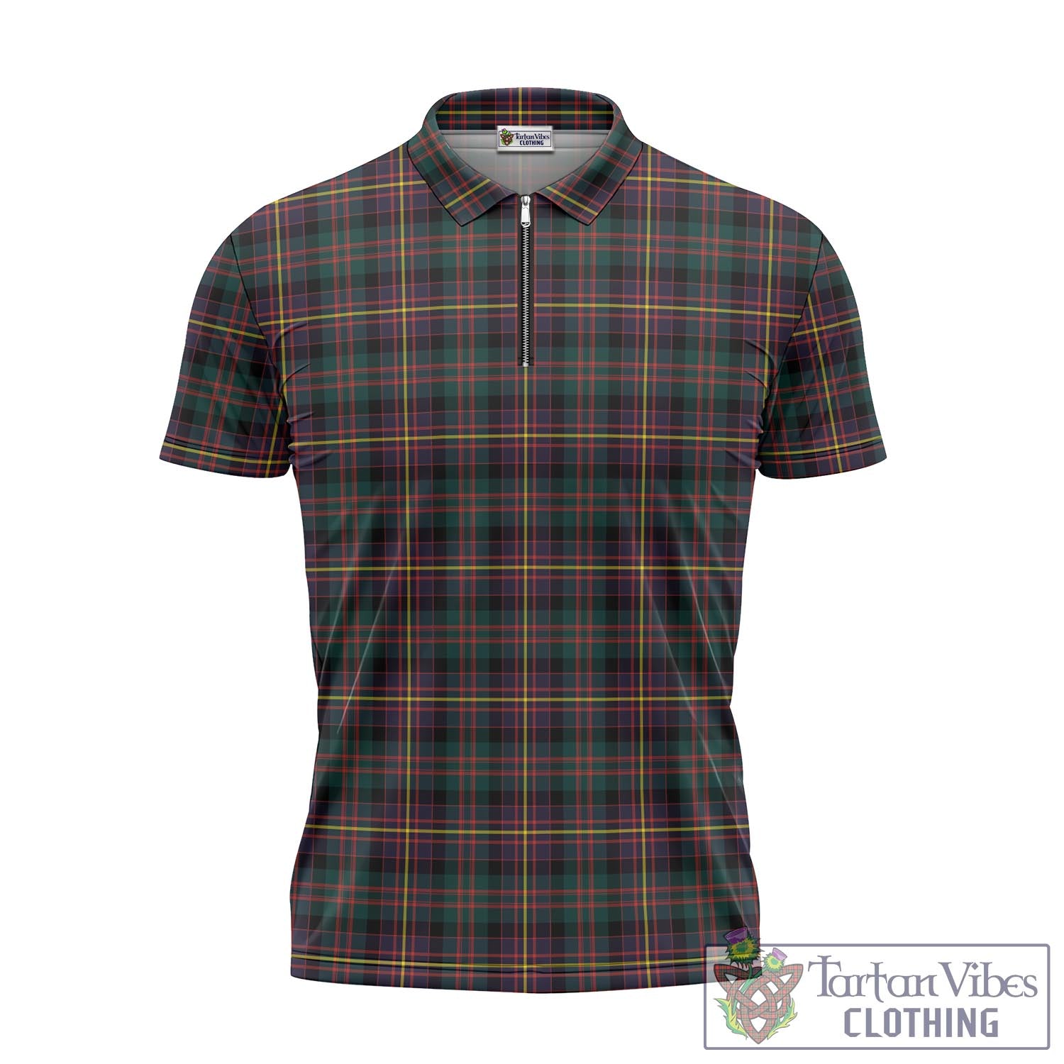Tartan Vibes Clothing Cameron Highlanders of Ottawa Tartan Zipper Polo Shirt