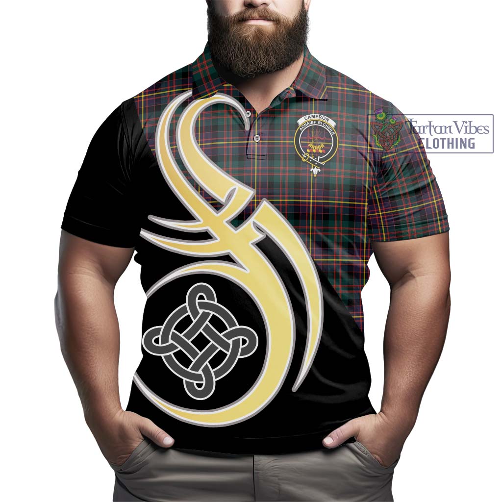 Cameron Highlanders of Ottawa Tartan Polo Shirt with Family Crest and Celtic Symbol Style - Tartan Vibes Clothing