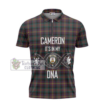 Cameron Highlanders of Ottawa Tartan Zipper Polo Shirt with Family Crest DNA In Me Style - Tartanvibesclothing Shop
