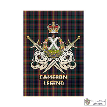 Cameron Highlanders of Ottawa Tartan Garden Flag with Clan Crest and the Golden Sword of Courageous Legacy