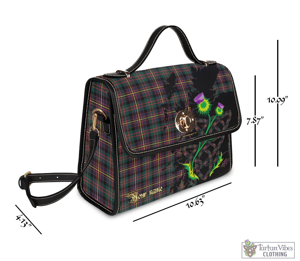 Tartan Vibes Clothing Cameron Highlanders of Ottawa Tartan Waterproof Canvas Bag with Scotland Map and Thistle Celtic Accents