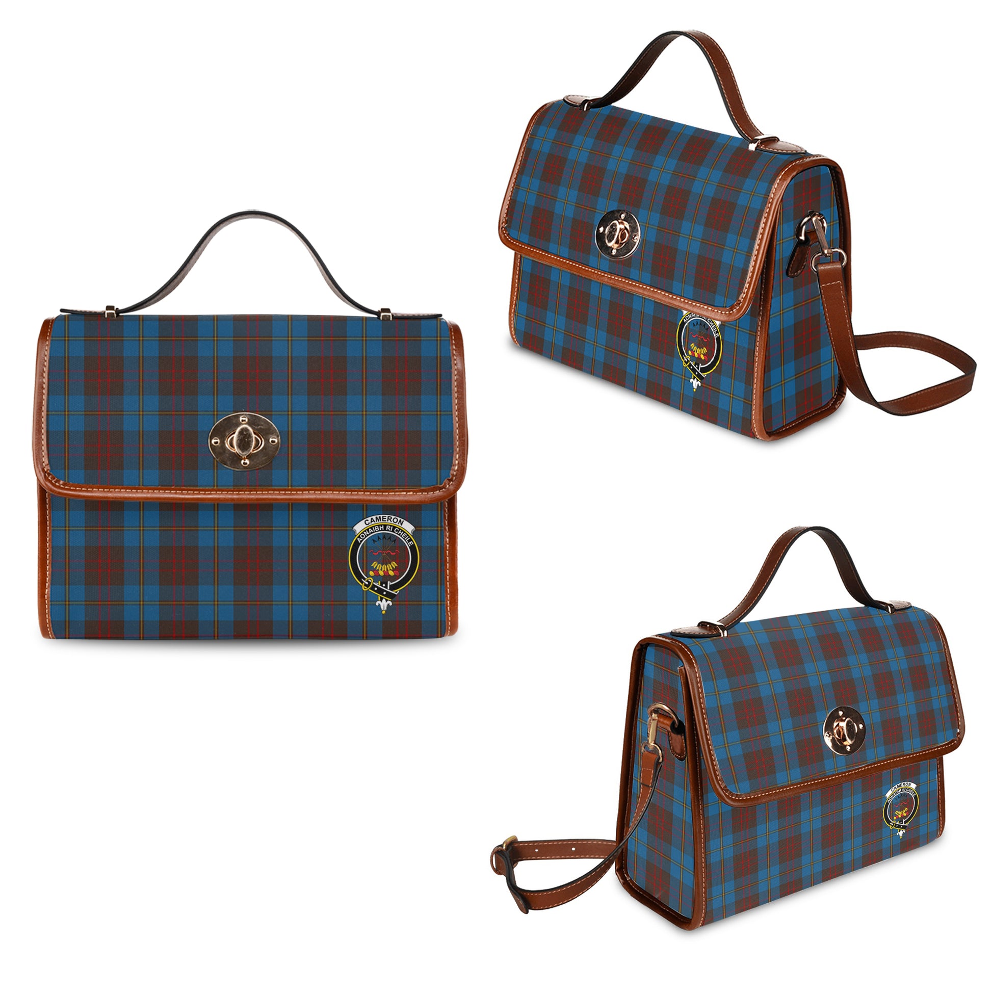 cameron-hunting-tartan-leather-strap-waterproof-canvas-bag-with-family-crest
