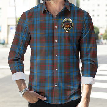 Cameron Hunting Tartan Long Sleeve Button Up Shirt with Family Crest
