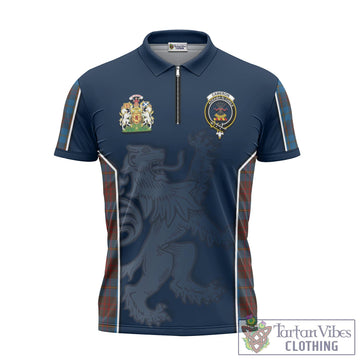 Cameron Hunting Tartan Zipper Polo Shirt with Family Crest and Lion Rampant Vibes Sport Style