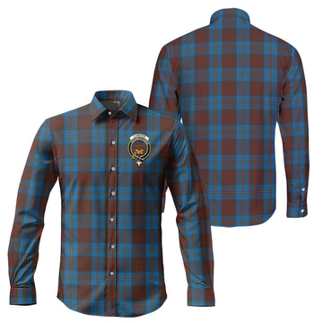 Cameron Hunting Tartan Long Sleeve Button Up Shirt with Family Crest