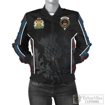 Cameron Hunting Tartan Bomber Jacket with Family Crest and Scottish Thistle Vibes Sport Style