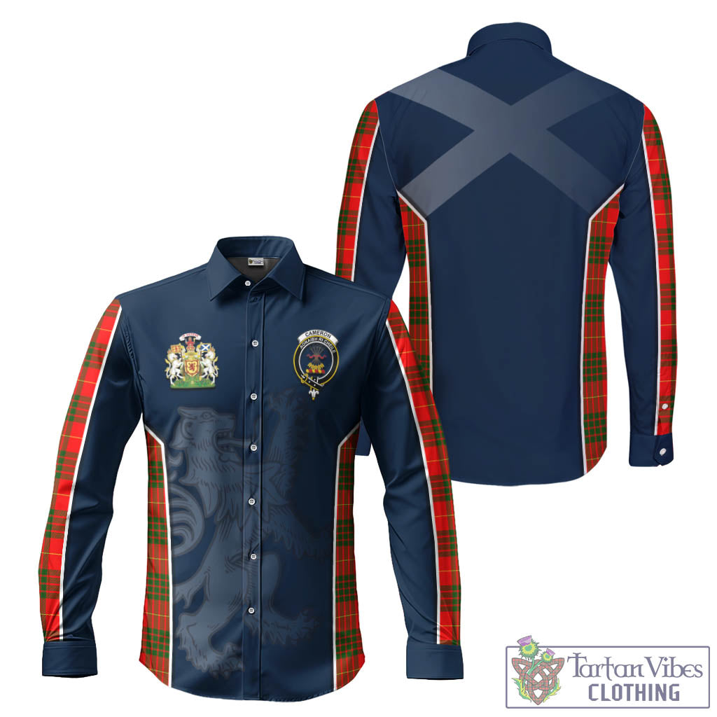Tartan Vibes Clothing Cameron Modern Tartan Long Sleeve Button Up Shirt with Family Crest and Lion Rampant Vibes Sport Style