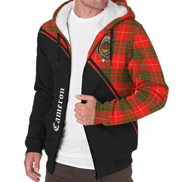Cameron Modern Tartan Sherpa Hoodie with Family Crest Curve Style