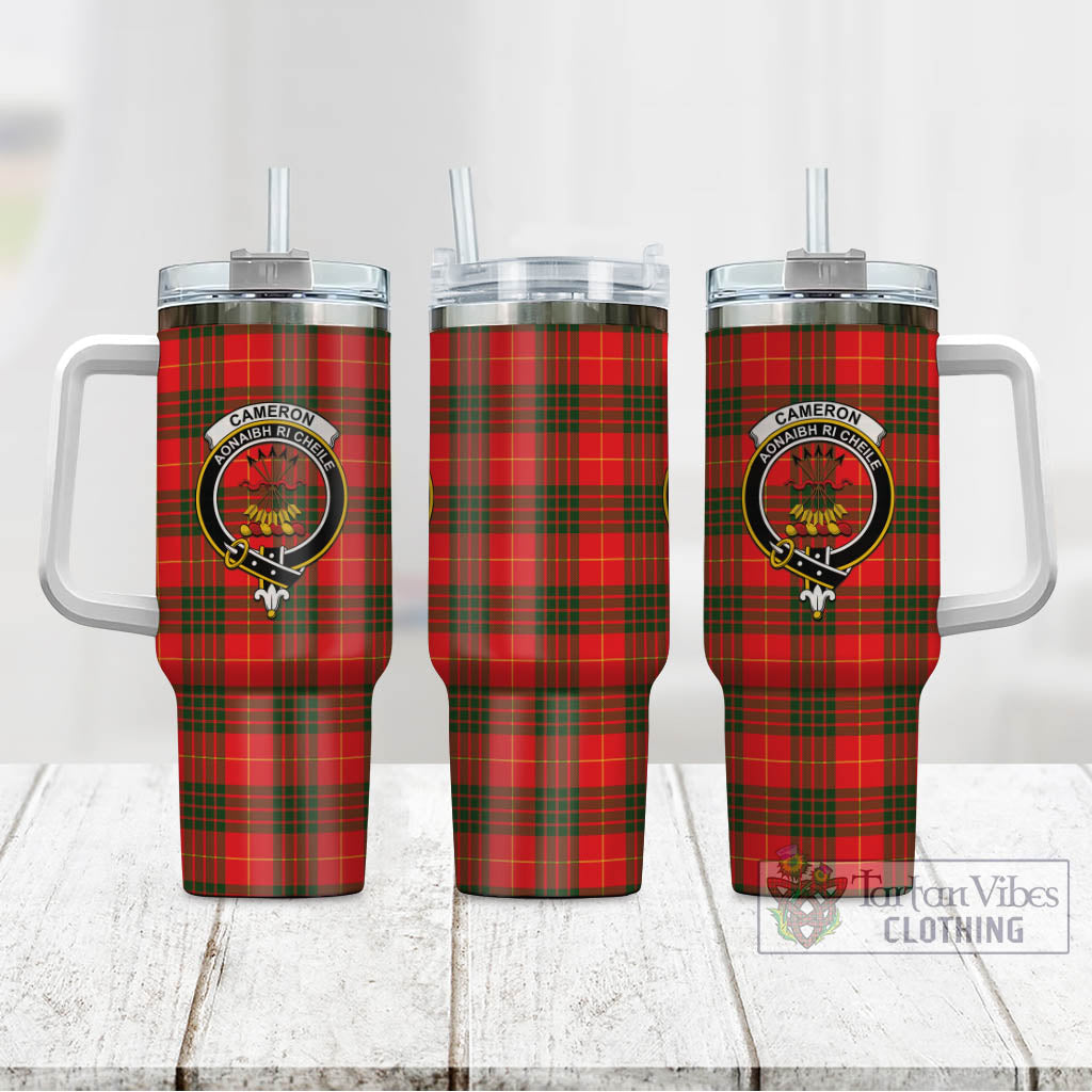 Tartan Vibes Clothing Cameron Modern Tartan and Family Crest Tumbler with Handle
