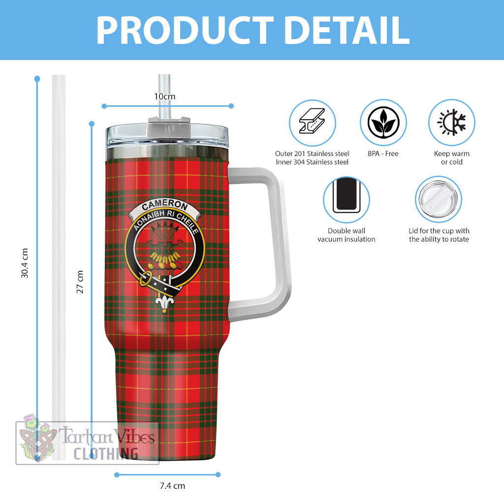 Tartan Vibes Clothing Cameron Modern Tartan and Family Crest Tumbler with Handle