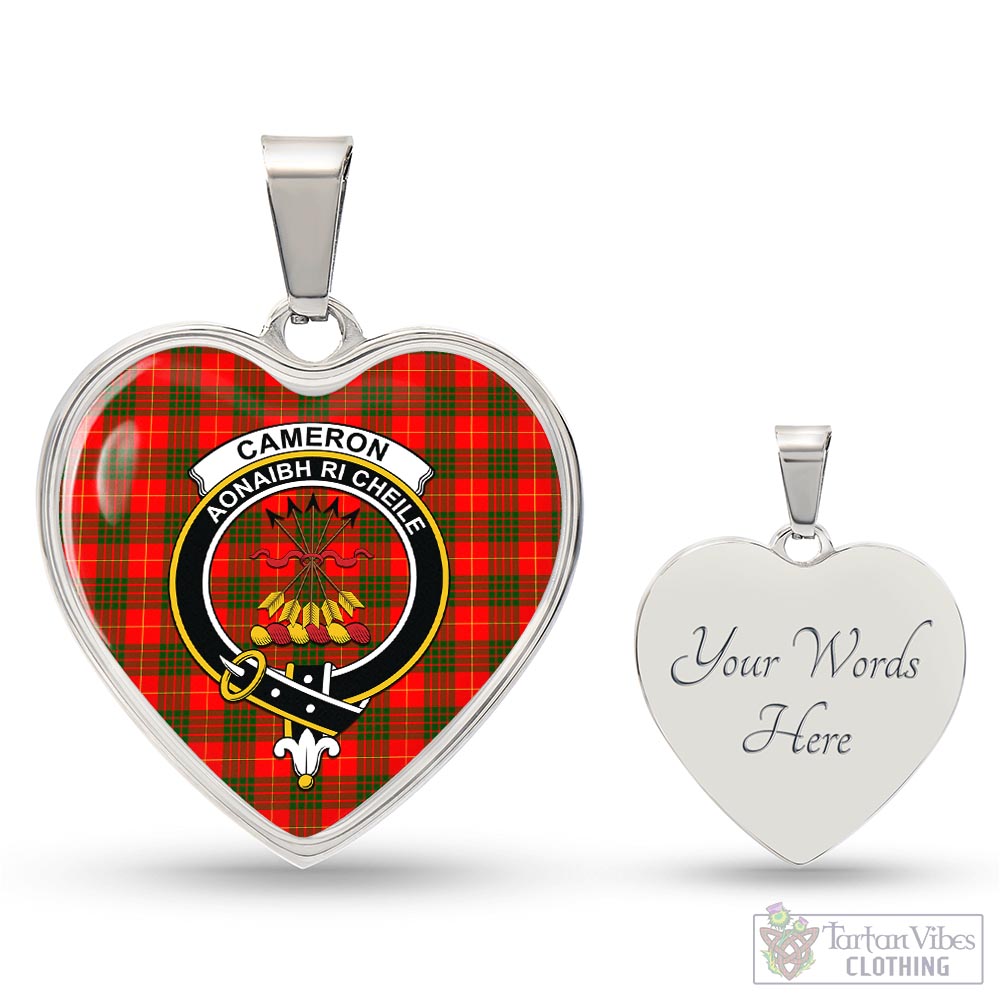Tartan Vibes Clothing Cameron Modern Tartan Heart Necklace with Family Crest