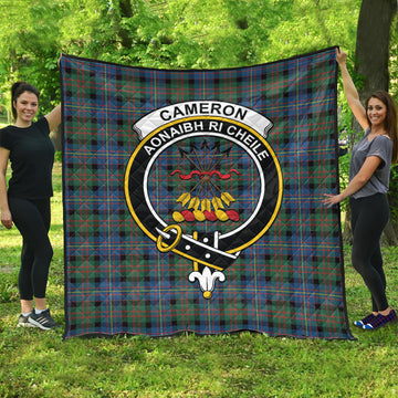 Cameron of Erracht Ancient Tartan Quilt with Family Crest