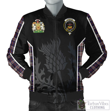 Cameron of Erracht Dress Tartan Bomber Jacket with Family Crest and Scottish Thistle Vibes Sport Style