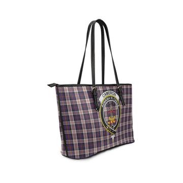Cameron of Erracht Dress Tartan Leather Tote Bag with Family Crest