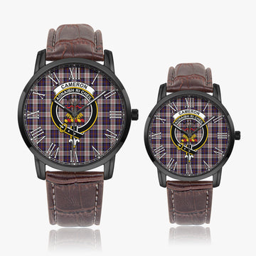 Cameron of Erracht Dress Tartan Family Crest Leather Strap Quartz Watch