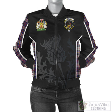 Cameron of Erracht Dress Tartan Bomber Jacket with Family Crest and Scottish Thistle Vibes Sport Style