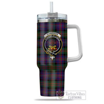Cameron of Erracht Modern Tartan and Family Crest Tumbler with Handle