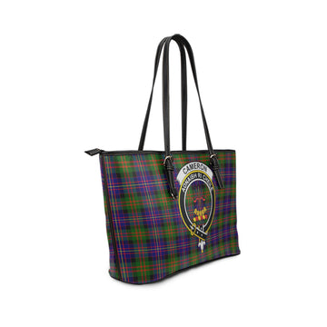 Cameron of Erracht Modern Tartan Leather Tote Bag with Family Crest