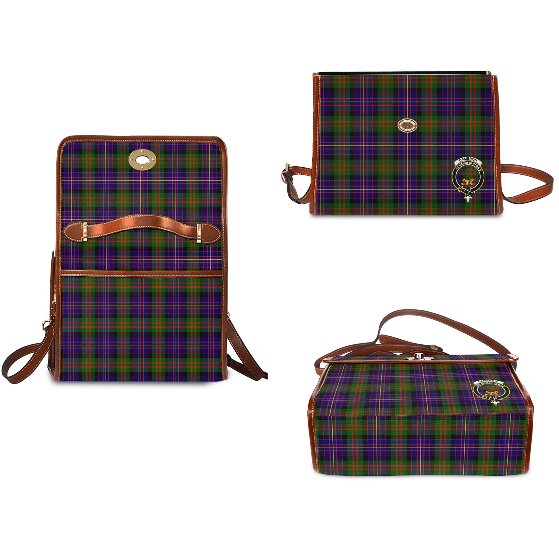 cameron-of-erracht-modern-tartan-leather-strap-waterproof-canvas-bag-with-family-crest