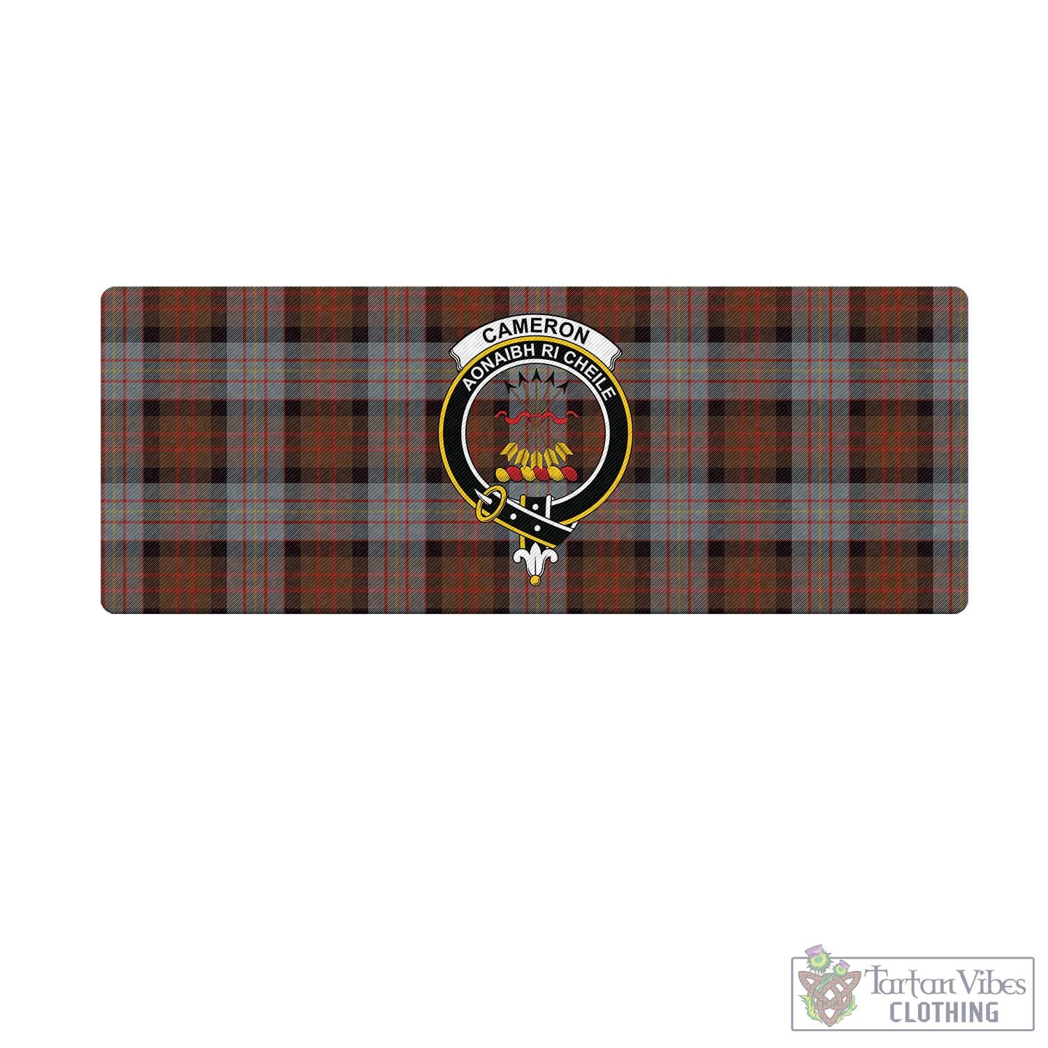 Tartan Vibes Clothing Cameron of Erracht Weathered Tartan Mouse Pad with Family Crest