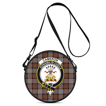Cameron of Erracht Weathered Tartan Round Satchel Bags with Family Crest