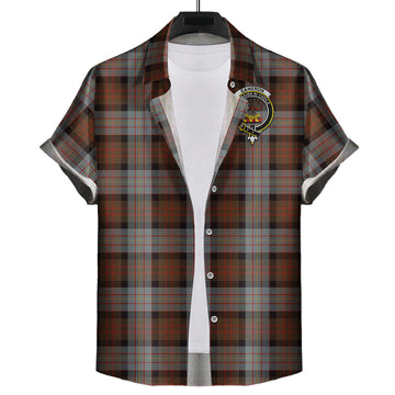 Cameron of Erracht Weathered Tartan Short Sleeve Button Down Shirt with Family Crest