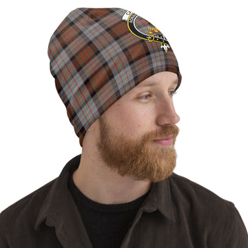 Cameron of Erracht Weathered Tartan Beanies Hat with Family Crest