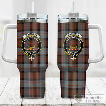 Cameron of Erracht Weathered Tartan and Family Crest Tumbler with Handle