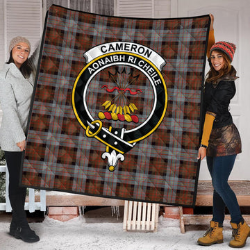 Cameron of Erracht Weathered Tartan Quilt with Family Crest